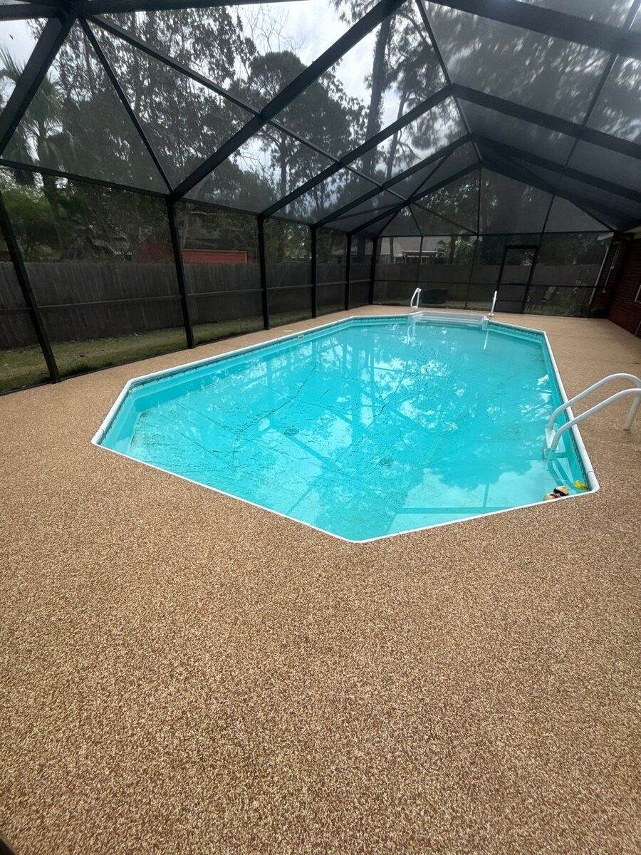 Screened pool deck after