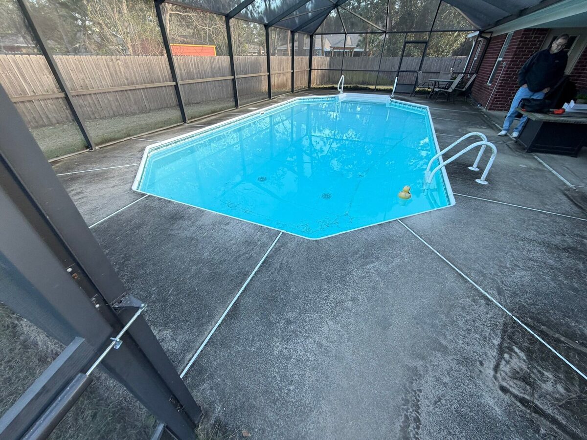 Screened pool deck before